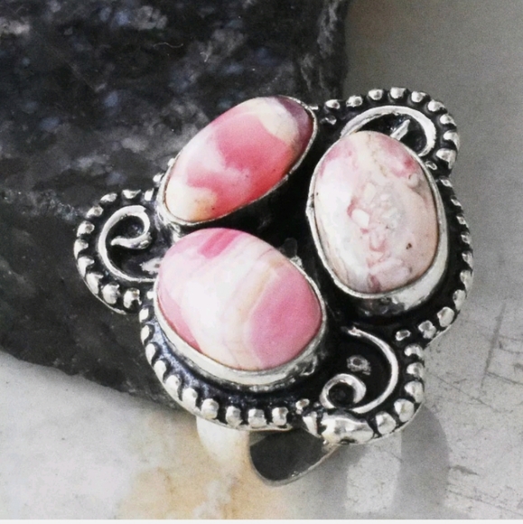 New Rhodochrosite 925 Silver Ring. - Picture 2 of 10
